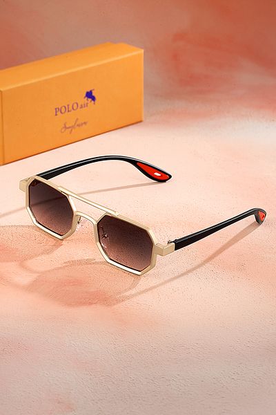 Polo Air Uv400 Protection Metal Frame Plastic Handle Unisex Sun Glasses Gold Black Red Copper Color Plg-2102C6