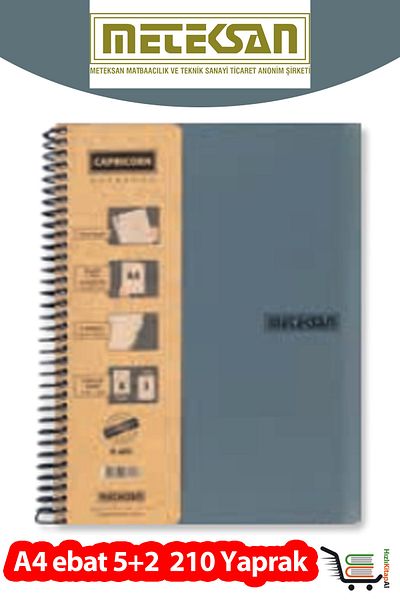 Meteksan Capricorn Series A4 Size Thread Separated Spiral Plastic Cover School Notebook