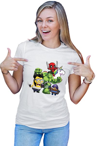 OEM Tricou dama Wolverine Minions Hulk Brawl Stars Deadpool