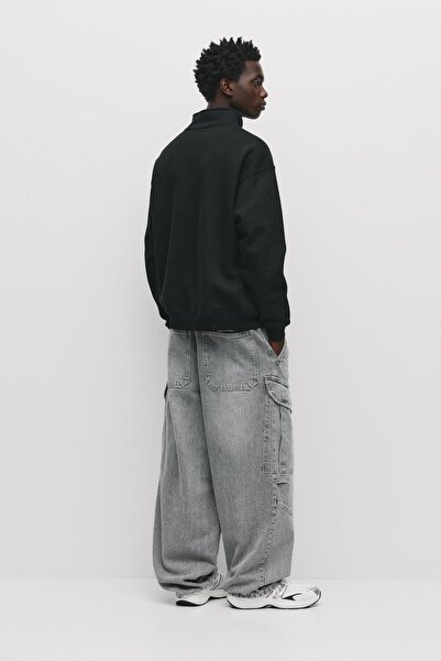 Pull & Bear Fermuarlı dik yaka basic sweatshirt