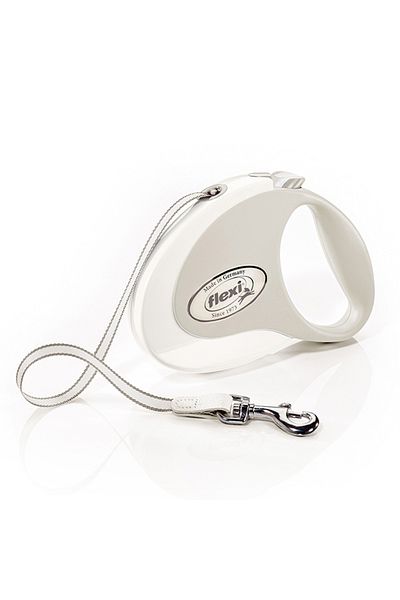 Flexi Style Stripe Automatic Dog Walking Collar Medium White 5 Mt