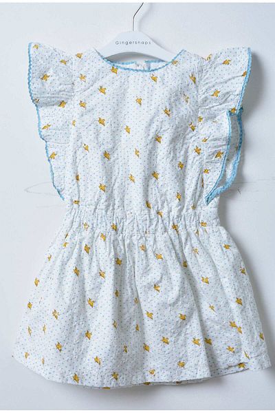 Gingersnaps Girls' Ruffled Polka Dot Dress with Shoulder Detail