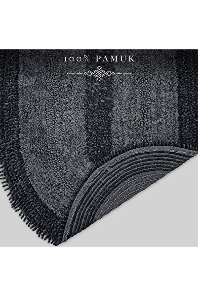 Bestekar Solvia Siyah Oval %100 Pamuk Yıkanabilir Yatak Odası Salon Koridor H...