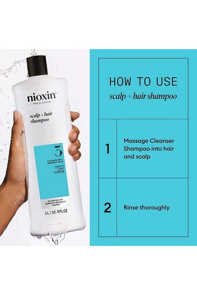 Nioxin Șampon System 3 pentru păr vopsit, șampon, 300 ml