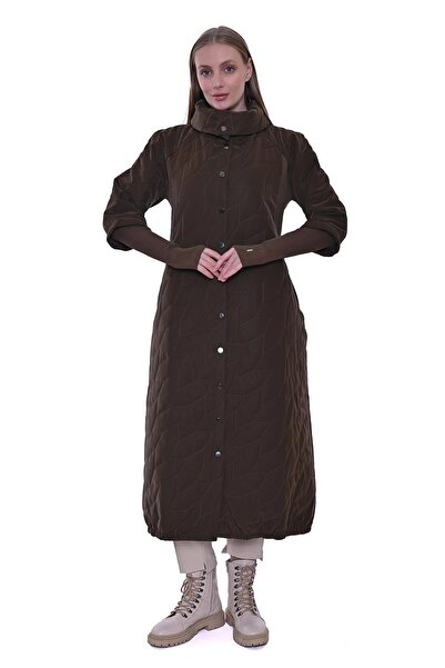 Invee Silk Leather Coat Taba