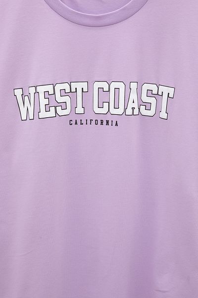 Cansın Mini Lilac West Coast γραπτό κοντομάνικο μπλουζάκι για κορίτσια με λαιμόκοψη
