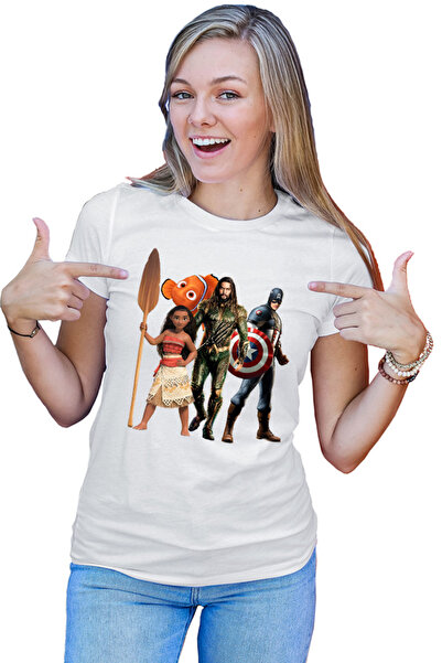 OEM Tricou dama Aquaman Moana Destiny Captain America Nemo Fish Cut
