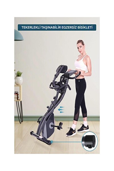 Tisul X 4IN1 Katlanabilir Manyetik Spin Bike Dikey Kondisyon Bisikleti Ev Koşu bisikleti Egzersiz Dikey