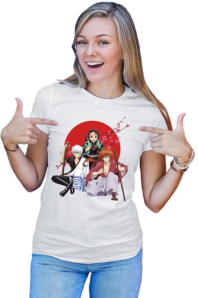 OEM Rurouni Kenshin Samurai Sakura Trio Harakiri Women's T-shirt