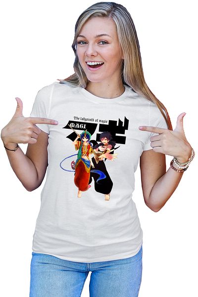 OEM Tricou dama Magi The Labyrinth of Magic Alladin Judar Fight Pose Logo