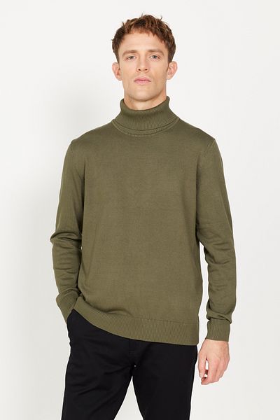 AC&Co / Altınyıldız Classics Men's Khaki Standard Fit Regular Cut Full Turtleneck Knitwear Sweater