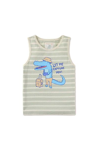 Gingersnaps Boys' Striped T-Shirt with Crocodile Print