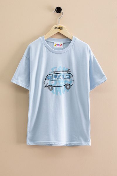 Cansın Mini Tricou cu mânecă scurtă pentru băiat cu imprimeu albastru pentru bărbați 20920