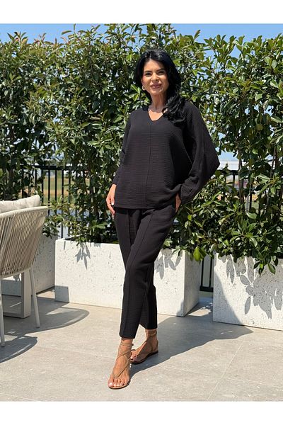 RAMONA BADESCU EXCLUSIVE Muslin set with loose blouse and tapered pants
