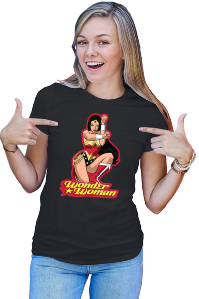 OEM Tricou dama Wonder Woman Red Lady Cartoon English Power Star