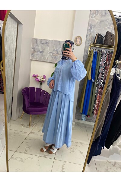 Anka Çilek kumaş etek bluz takım