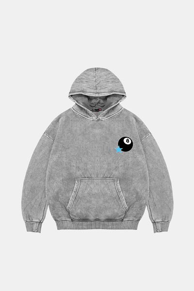 Bak Moda Star Eight Ball Printed Women's Washed White Hoodie