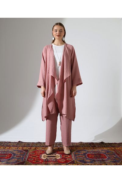 Fi'l Arz Fashion Shawl Collar Cardigan Hijab Suit
