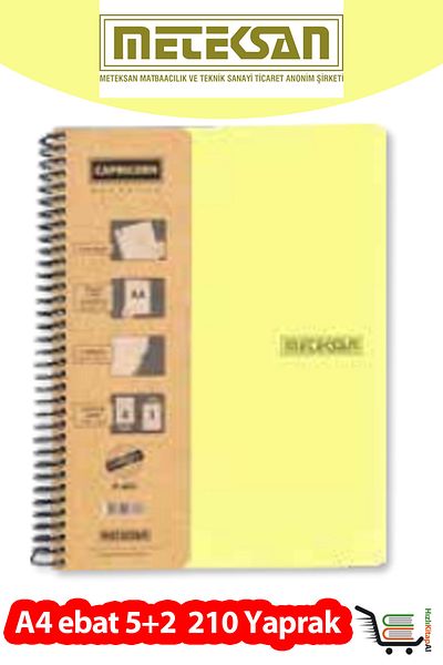Meteksan Capricorn Series A4 Size Thread Separated Spiral Plastic Cover School Notebook