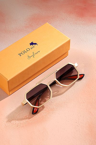 Polo Air Uv400 Protection Metal Frame Plastic Handle Unisex Sun Glasses Gold Black Red Copper Color Plg-2102C6