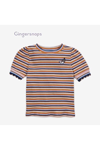 Gingersnaps Girls' Short Puff Sleeve Striped Blouse