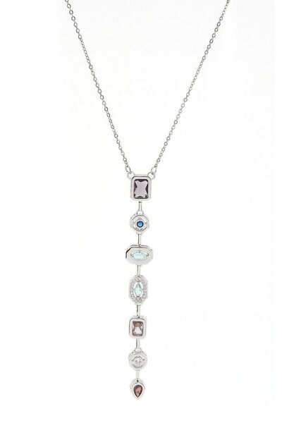 Esmilda Steel Y 7 Element Necklace Silver