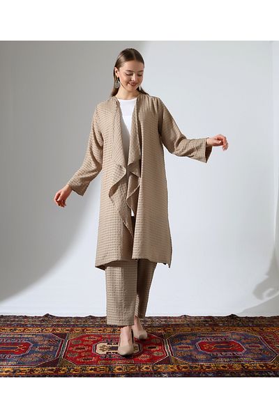 Fi'l Arz Fashion Shawl Collar Cardigan Hijab Suit