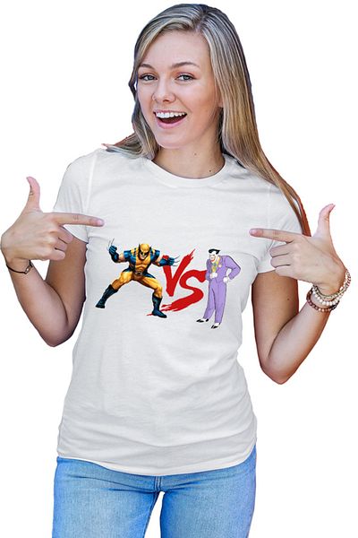 OEM Women's T-shirt Wolverine VS Joker Cartoon Costume