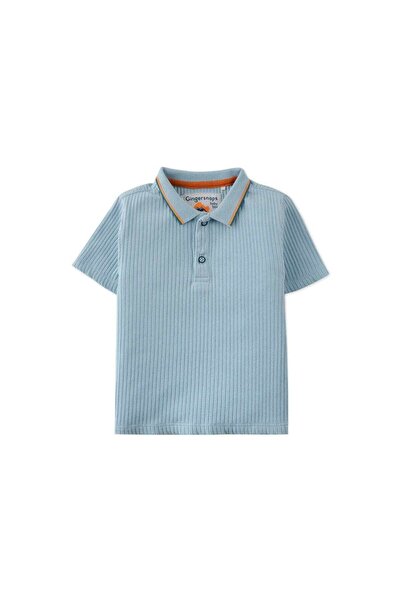 Gingersnaps Newborn Boys' Ribbed Short Sleeve Polo T-Shirt