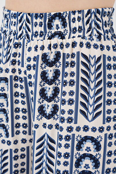 Bigdart Women's Patterned Viscose Trousers 6749 - Cream