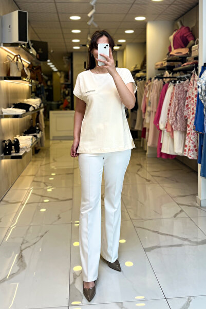 Vosse On Fashıon Krem Taş Detaylı Bluz