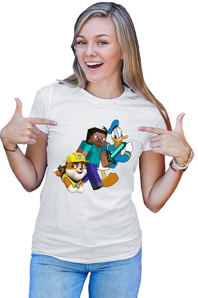 OEM Tricou dama Minecraft Paw Power Donalt Duck Steve Gameplay