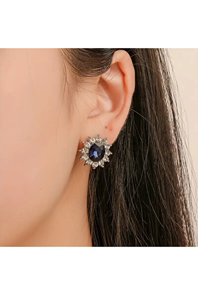 Atılgan Grp French Style Fashion Sky Blue Color Sunflower Jewelry Set, Necklace and Earrings Set