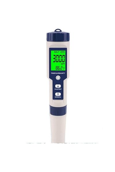 hectarul 5-in-1 Water Tester with LCD Screen, High Precision, White/Blue