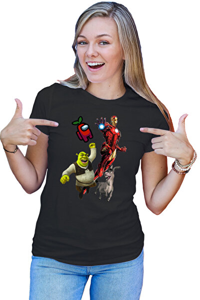 OEM Tricou dama Ironman Shrek Among Us Flying Space