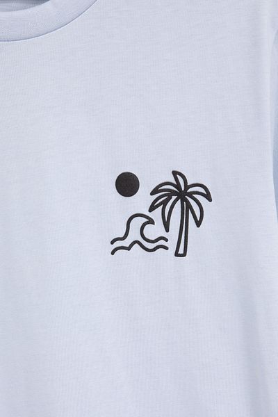 Cansın Mini Tricou cu mânecă scurtă pentru băiat cu imprimeu cu palmier albastru 20927