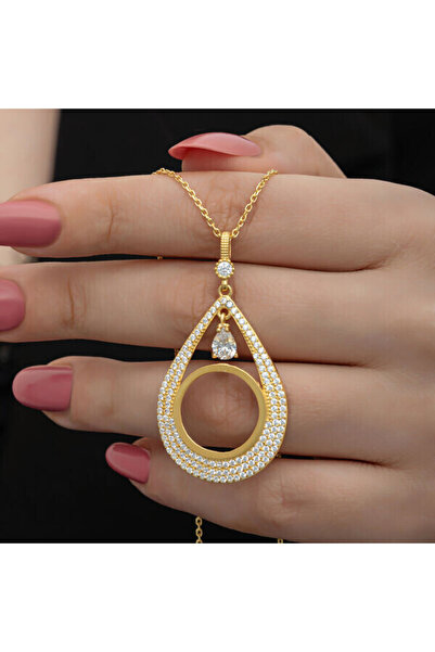 shop Gold Çeyrek Altın TakılabilenZirkon Taşlı 925 Ayar Gümüş Kadın Kolye