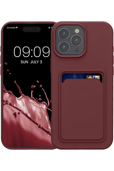 m.tk moveteck iPhone 16 Pro Max Kılıf Kamera Korumalı Kartlıklı Cüzdanlı Yumuşak Renkli Silikon Kapak içi Kadife