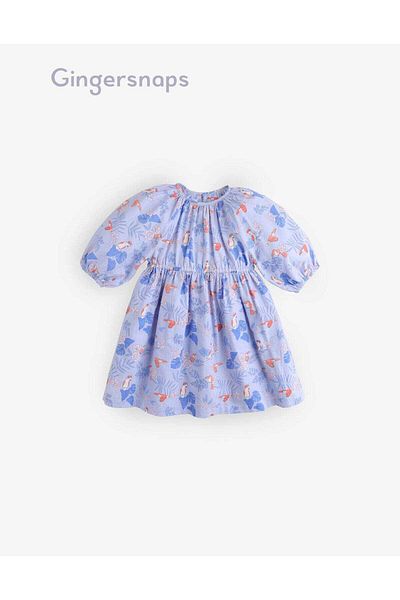 Gingersnaps Girls' Waist-Defined Patterned Dress for Kids