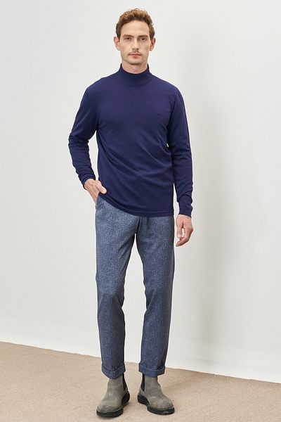 AC&Co / Altınyıldız Classics Men's Navy Blue Standard Fit Normal Cut Half Turtleneck Knitwear Sweater