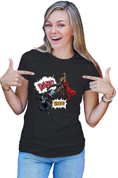 OEM Tricou dama Thor Captain America Fight Shield Hammer Comics Balloons