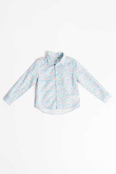 Gingersnaps قميص مطبوع بأكمام طويلة وأزرار للأولاد