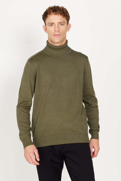AC&Co / Altınyıldız Classics Men's Khaki Standard Fit Regular Cut Full Turtleneck Knitwear Sweater