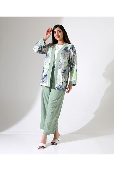 Fi'l Arz Fashion Short Kimono Suit with Tie at the Waist