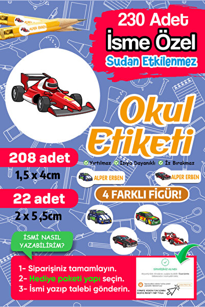 PANDA SOKAĞI Okul Etiketi Kalem Defter isimli Etiket Isim Yazılabilen Arabala...