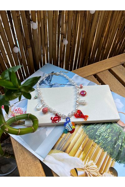 H&S AKSESUAR Sea Themed Pearl Beaded Handmade Necklace