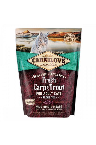 Carnilove Fresh Carp & Trout Sterilised for Adult cats 400 Gram - 10 Piece in Box
