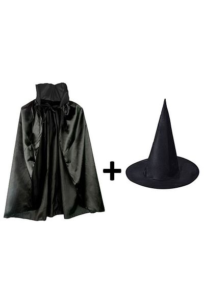 CONAHOME Black Collar Cloak and Black Witch Hat Set Children's Boy