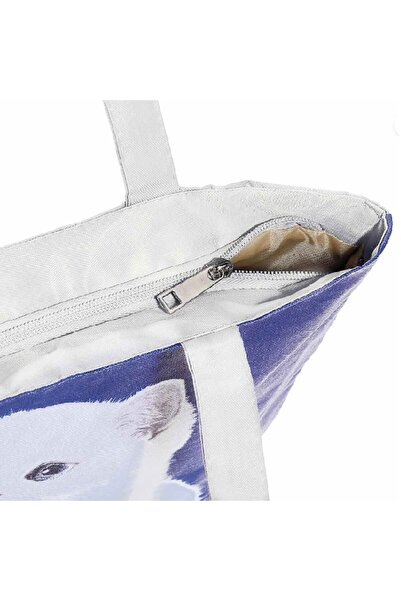 OEM Tote bag, textile and imitation leather on the front, with zipper and 'puppy' print