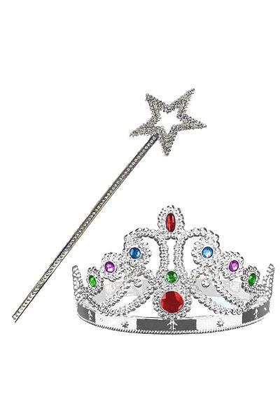 CONAHOME Silver Color Metalized Princess Crown and Metalized Princess Star Wand